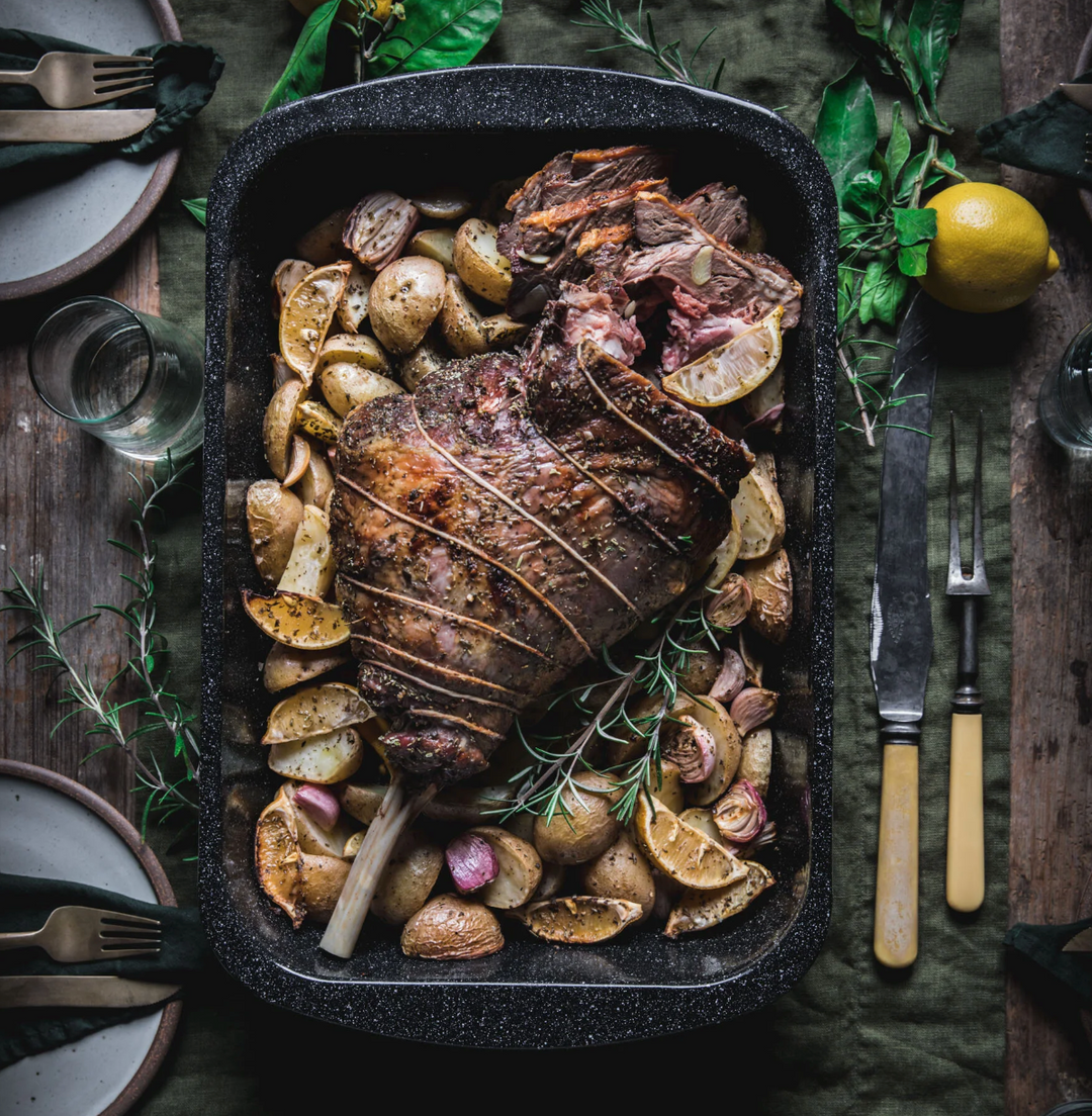 Roast Leg of Lamb with Potatoes & Lemon