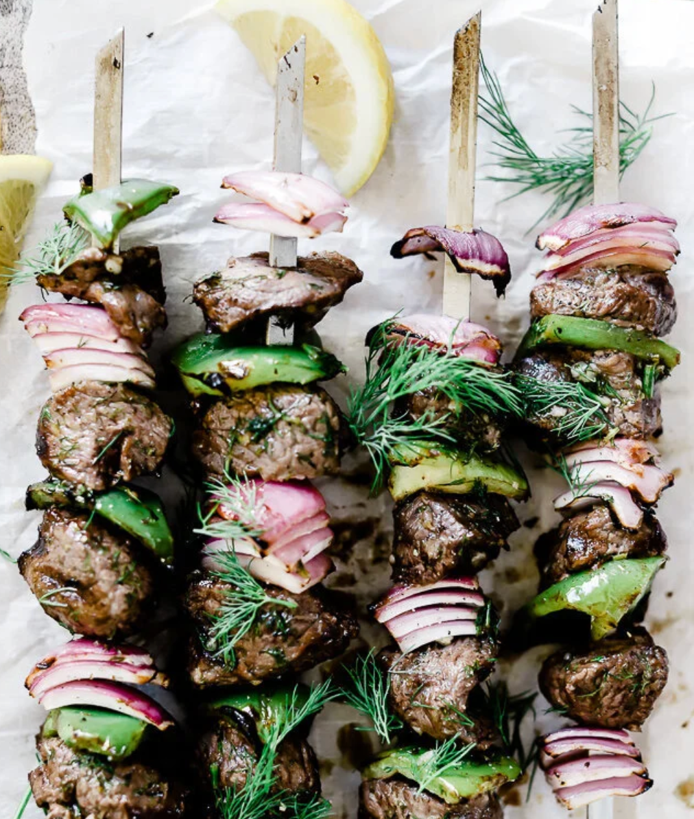Lemon Dill Lamb Kabobs with Tzatziki