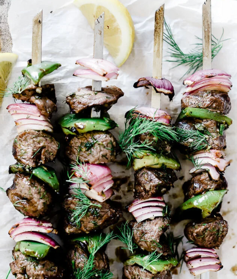 Lemon Dill Lamb Kabobs with Tzatziki