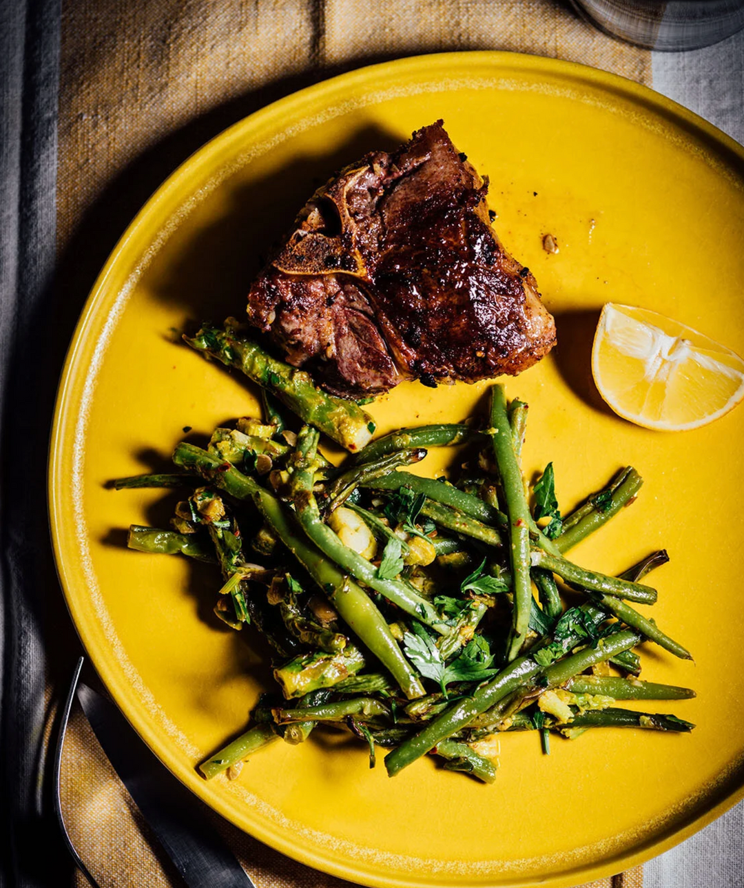 Grilled Lamb With Asparagus and Green Beans