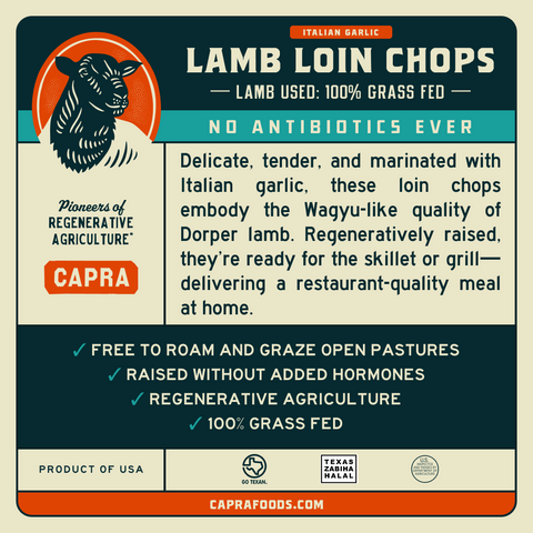 Grass Fed Lamb Loin Chops w/ Italian Garlic