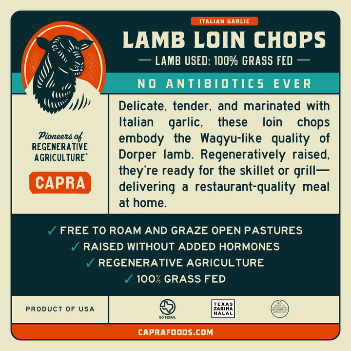 Grass Fed Lamb Loin Chops w/ Italian Garlic