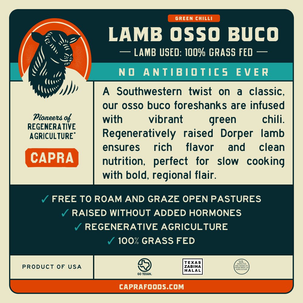 Grass Fed Lamb Osso Buco w/ Green Chili